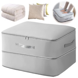 Ultra Space Saving Self-Compressing Organiser, Self-Compression Organiser, Clothing, Storage Bag for Duvets, Large Storage for Duvets, Blankets (Grey, 52 x 42 x 30 cm)
