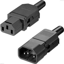 JANDECCN 3 Pin Terminal Quick Connectors, 10A 250V IEC320 C13 Female + C14 Male Inline Power Plug Adapter Socket Connector