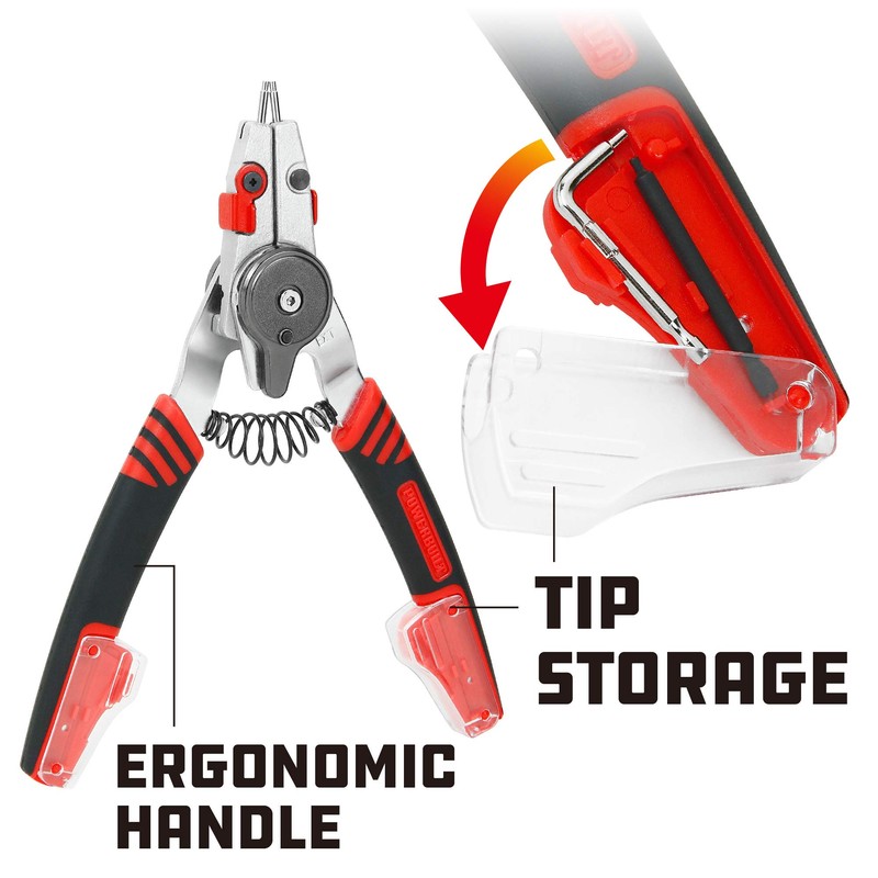 Powerbuilt Snap Ring Pliers with Combination Internal External Switch, Reversible,