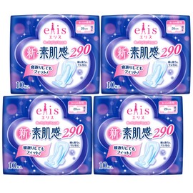 Ellis New Bare Skin Feeling, With Wings, 29cm (For Heavy Nights), 40 Pads (10 Pads x 4 Packs) [Bulk Purchase]