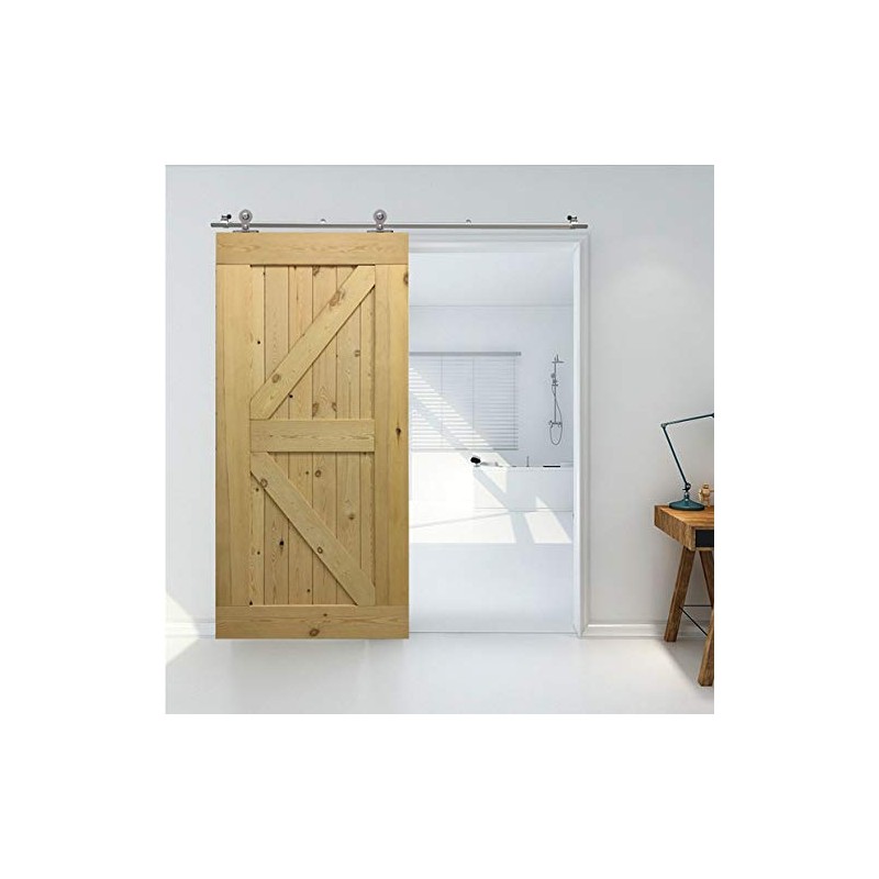CCJH 8FT/96'' Stainless Steel Sliding Track Barn Door Hardware Kit