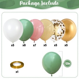 Sage Green and Dusty Pink Balloons, Retro Pink Muted Green White Gold Baby in Bloom Balloons for Girls Women Floral Fairy Wildflower Camping Birthday Woodland Baby Shower Garden Tea Party Decorations