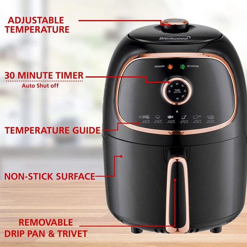 Brentwood Appliances AF-202BKC 2 Quart Small Air Fryer Copper with