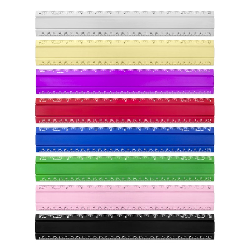 Alumicolor Aluminum Desk & Office Ruler, 12IN, Pink