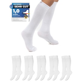OCERA 5 Pairs or 10 Pairs Children's Knee Socks for Girls and Boys in Various Bright Colours, 5 x white