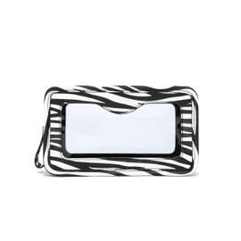 Daisy Rose Cosmetic Toiletry Make Up Travel Bag - Waterproof & TSA Approved, PU Vegan Leather - Zebra