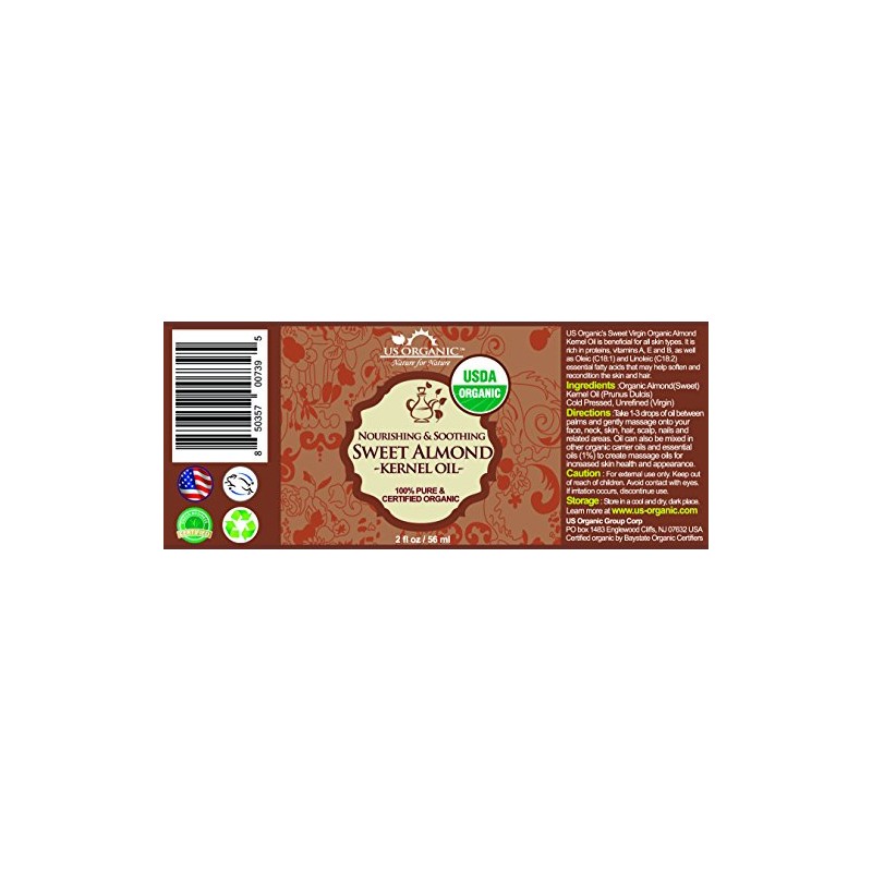 Aceite de Almendra Dulce Orgánico USDA Organic Sweet Almond Oil,