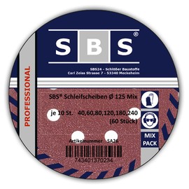 60-Piece Foldable Sanding Disks Diameter 125 mm Grain Each 10 x 40/60/80/120/180/240 for Eccentric Sanders 8 Holes