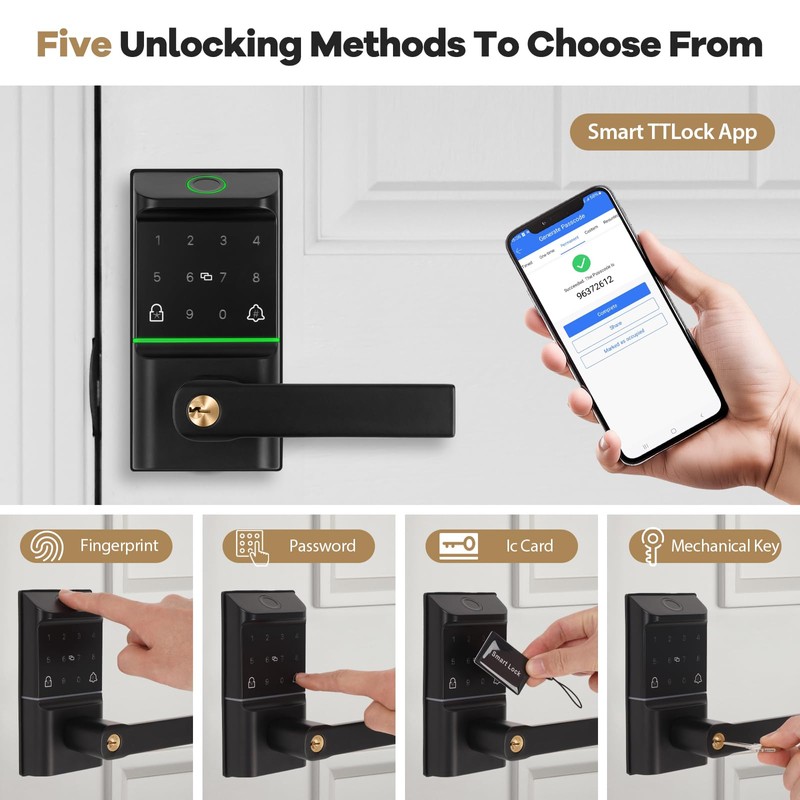 Bamberg Keypad Smart Door Lock with Handle: Keyless Entry Deadbolt