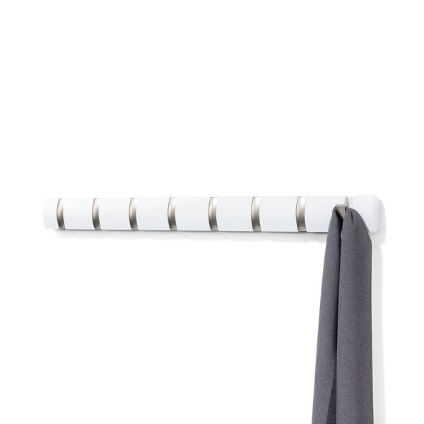 Umbra Flip Wall-Mounted Coat Rack Rail Hook for Hats, Jackets,