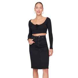 Trendyol Women Midi Pen Shift Denim Skirt
