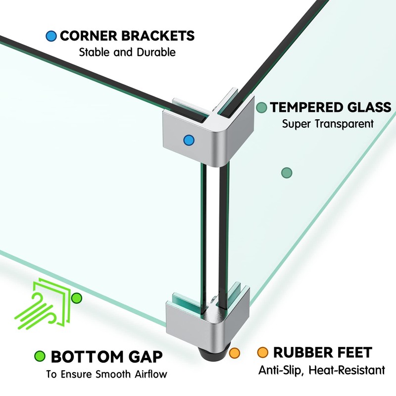 Skyflame 42" X 18" Rectangular Fire Pit Glass Wind Guard