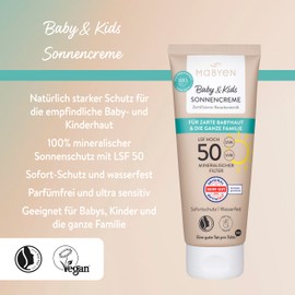 Mabyen Baby & Kids Sommerschutz Set – Sonnencreme LSF 50 + Insektenstichgel – Naturkosmetik für empfindliche Haut – mineralischer UV-Schutz & Pflege gegen Juckreiz – ab Geburt – vegan – 2-teilig