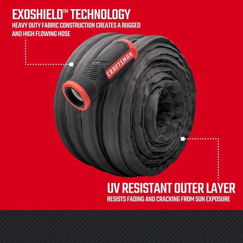 CRAFTSMAN ExoShield Heavy-Duty Fabric Hose - Industrial-Grade Lightweight Garden Hose,