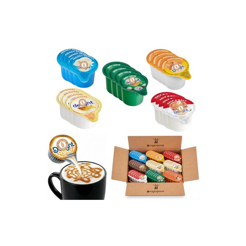 Coffee Creamer Singles, Non-Dairy Creamer, Multi Flavored Bulk 32 Count