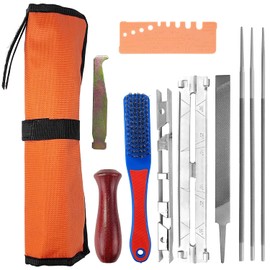 11-Piece Set Chainsaw Sharpener, High-Quality Steel Saw Chain Sharpener, Chain Sharpener, Chainsaw Sharpener, Chainsaw Sharpener for Any Chainsaw (Orange Colour)
