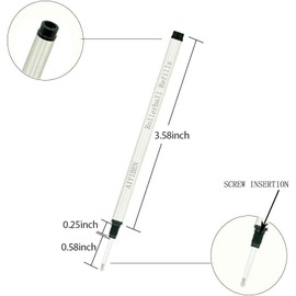 Rollerball Pen Refills - Smooth Writing German Ink and Fine 0.5 mm Threaded Rolling Ball Refills (5 x Black)