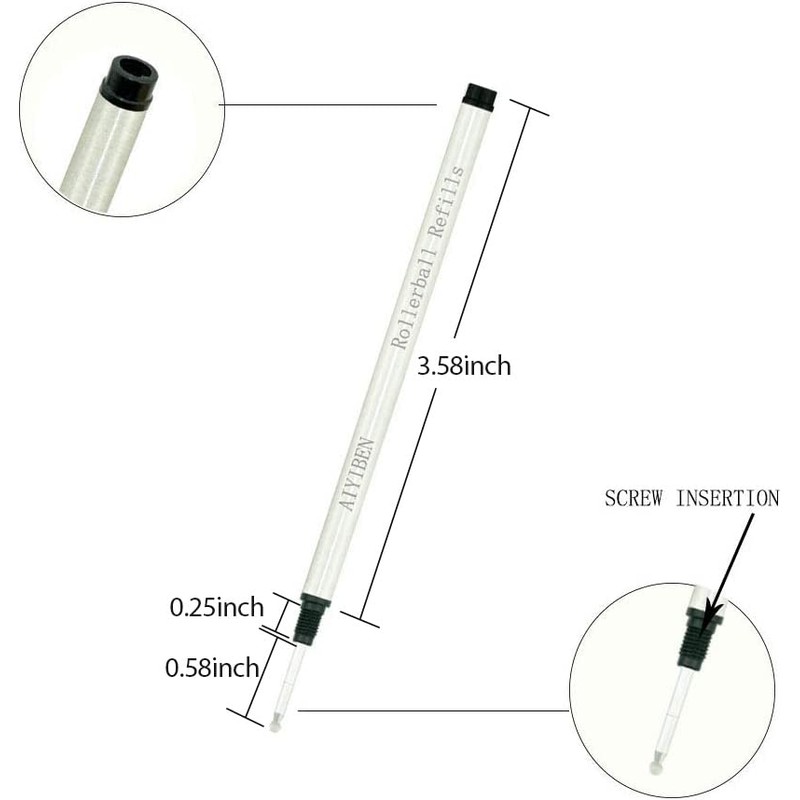 Rollerball Pen Refills - Smooth Writing German Ink and Fine