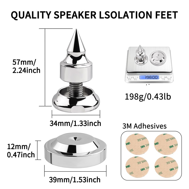 YYTCG Speaker Isolation Spikes, 316 Stainless Steel Anti-Vibration Feet for