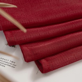 MIULEE 2 Panels Voile Curtains Sheer Cross Linen-like Solid Color Contemporary Decorative Ring Top Eyelet Panels for Bedroom Livingroom Nursery Room 55" Wx63 L Red
