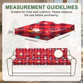 HANDONTIME - 8 fundas de cojín elásticas para patio de Navidad, fundas elásticas para sofá para exteriores, fundas de sofá de Papá Noel, diseño de búfalo de Papá Noel, fundas de repuesto para muebles