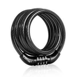 Bike Lock Cable, Bike Accessories Bicycle Lock, Bike Locks Heavy Duty Anti Theft, Combination Cable Lock for Outdoor Equipment, Black (1 Pcs, 3Ft, Preset Combo)