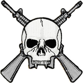 EEINC SKULL & RIFLES Embroidered Shoulder Patch 3-1/4" X 3-1/4" (0757)