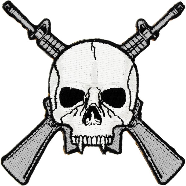 EEINC SKULL & RIFLES Embroidered Shoulder Patch 3-1/4" X 3-1/4"