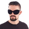 Largemouth Mens Industrial Style Wrap Sunglasses (Black)