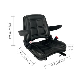 Fudatong Universal Fold Down Forklift Seat for Tractor Excavator Skid Loader Backhoe Dozer Telehandler Lawn Mower Black