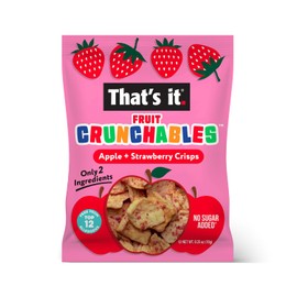 That’s it. Fruit Crunchables Apple + Strawberry Crisps, 15-Pack – 100% Real Fruit Snacks for Kids, Plant-Based, Non-GMO, Gluten-Free, No Sugar Added, Allergen-Free, Healthy Lunchbox Snack