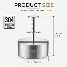 UFORU 4.5 Inch Burger Press,304 Stainless Steel Hamburger Patty Maker,Heavy Duty Non-Stick Patty Press,Spring Back Design,Dishwasher Safe Burger Maker for Smash Burgers Ground Beef,BBQ,Kitchen