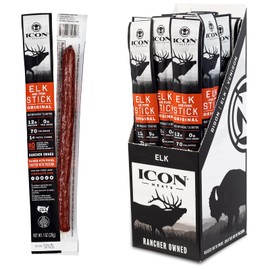 ICON Meats Elk and Pork Snack Sticks, Original, 24 Pack of High Protein Snacks, Sugar Free, Natural Jerky Meat Sticks, Gluten Free, USDA Inspected, Made in the USA, Gifts or Stocking Stuffers