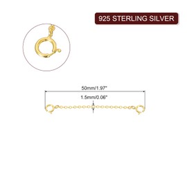 sourcing map 1 Pcs Chains Extenders 925 Sterling Silver 50mm Extension Chains with Clasps for Making DIY Handmade, Gold