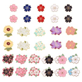 Crafans 16Pcs Flower Pins Cute Enamel Pins 16 Styles Alloy Sakura Floral Pins Kawaii Aesthetic Pins Cherry Blossoms Brooches Lapel Pins for Crafts Backpacks Clothing