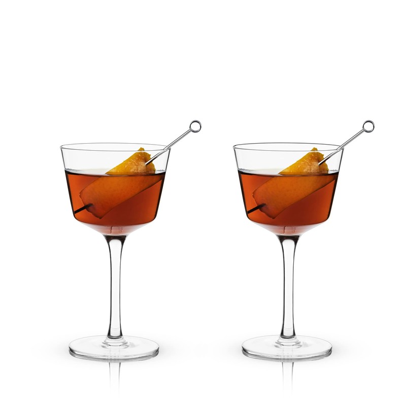 Viski Nick and Nora Glasses, Stemmed Drinkware, Premium Crystal Cocktail