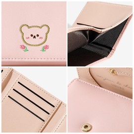 MOMOJULI Cute Tri-Folded Wallet Flowers PU Leather Aesthetic Wallet Fashion Purse with Cash Pocket Card Slot Holder ID Window for Teenage Ladies Women