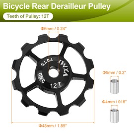 sourcing map 1 Set Bicycle Rear Derailleur Pulley 12T Ceramic Bearing Wheel Aluminum Alloy Guide Roller Wheels for 8/9/10/11 Speed Transmission System Road Bike Mountain Bike BMX, Black
