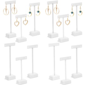 Marsui Earring Display Stands for Selling Set Wooden T Bar Jewelry Display Stand Holder for Necklaces Bracelet Showroom Trade(White,12 Pcs)