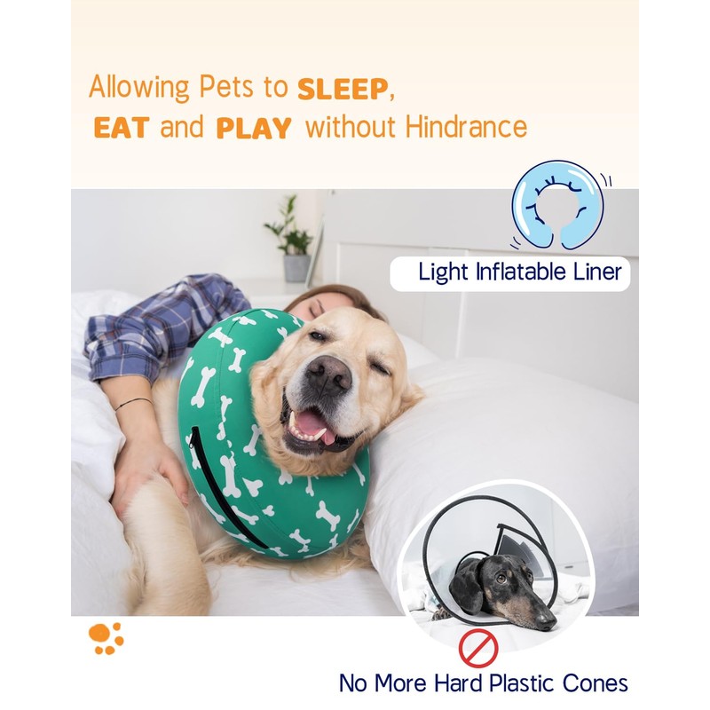 Supet Inflatable Dog Cone Collar Alternative After Surgery, Dog Neck