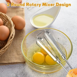 Stainless Steel Egg Whisk, Rotary Hand Crank Whisk Blender, Versatile Tool for Egg Beater, Milk Frother, Hand Push Mixer Stirrer for Blending, Whisking, Beating & Stirring