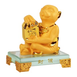Jidaonop Chinese Zodiac Animal Resin Artifacts, Resin Sculptures for Chinese Zodiac Animal Monkey, Resin Statues for Decoration-Golden