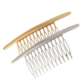 2PCS Curved Alloy Hair Side Combs Hair Clip Combs French Hair Twist Insert Grips Hair Clips Hair Accessories Styling Tool Hair Decoration for Women Girls (Silver + Gold)