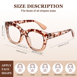 AQWANO Oversized Oprah style Reading Glasses Women, Fashion Designer Computer Round Readers Anti Glare Eyestrain Spring Hinge,2.75