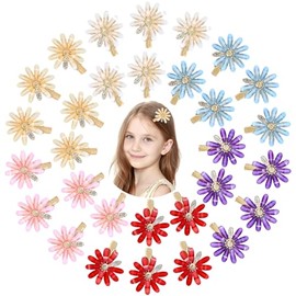 Dizila 30 Pieces Sparkly Crystal Rhinestone Daisy Flower Hair Clips Barrettes Accessories for Girls Teens Kids Women