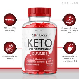 (2 Pack) Slim Blaze Keto Gummies ACV Apple Cider Vinegar Gummies (120 Gummies)