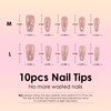 Wellquinn Press On Nails Pink Medium Coffin Nails, Elf M