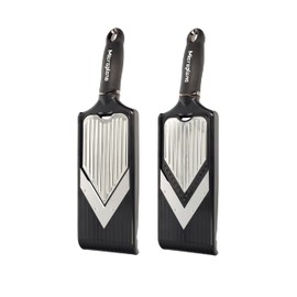 Microplane adjustable vegetable slicer with V-blade and julienne blade insert in stainless steel incl. finger protection