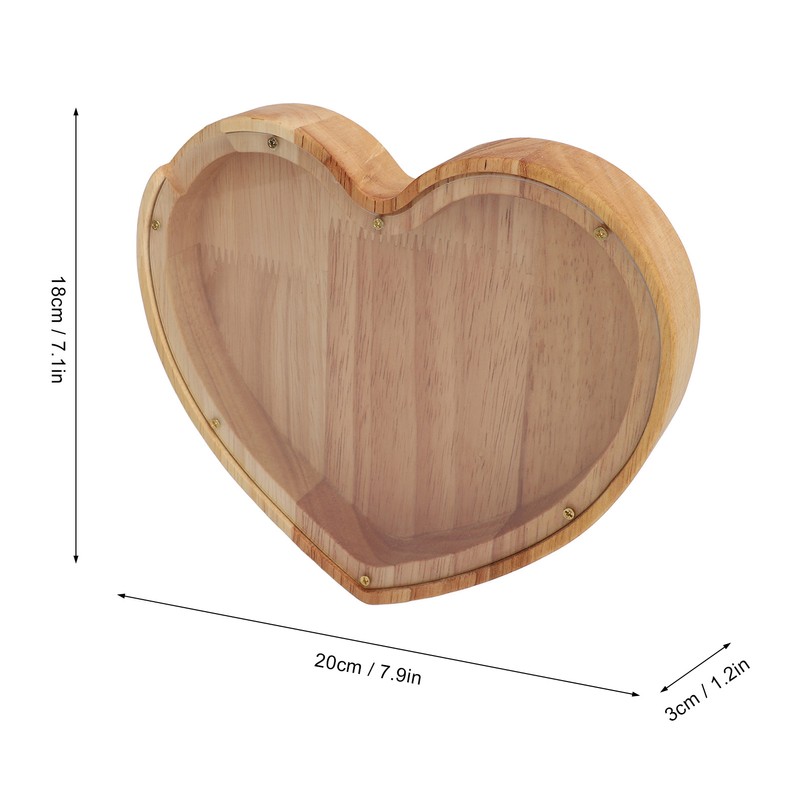 Heart Shaped Storage Box Transparent Acrylic Panel Wooden Display Case