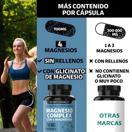 Beyond Vitamins | Magnesio Complex | CON 4 MAGNESIOS: Citrato de Magnesio, Glicinato de Magnesio, Gluconato de Magnesio y Óxido de Magnesio | Magnesium Suplemento Alimenticio - 60 cápsulas